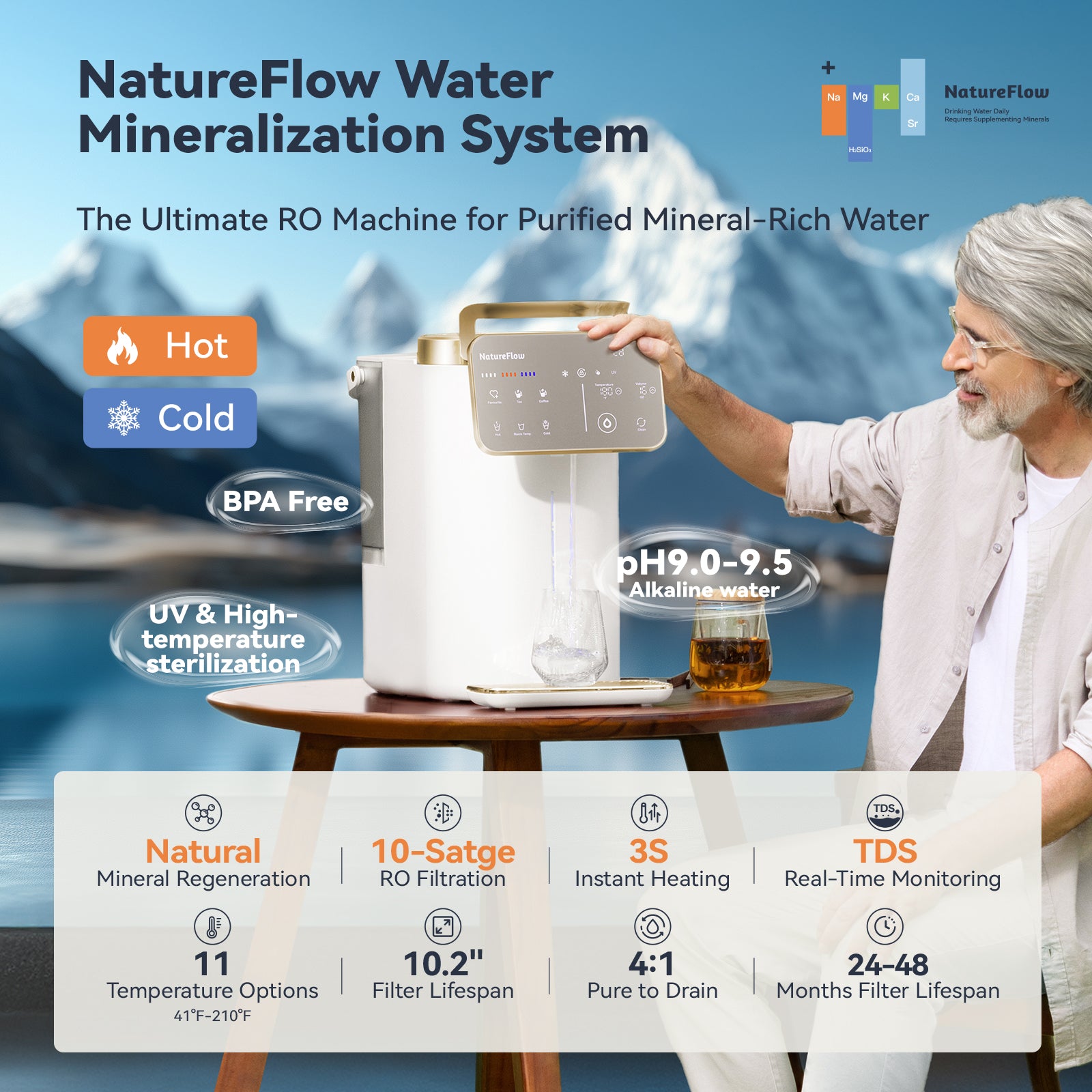 Y6 Ultra The Ultimate All-in-One Station | Instant Hot & Cold (3s) | Silica Mineral | 11-Temp Smart Control | 10.2" Smart Touch Screen |4-Year Filter Life Option