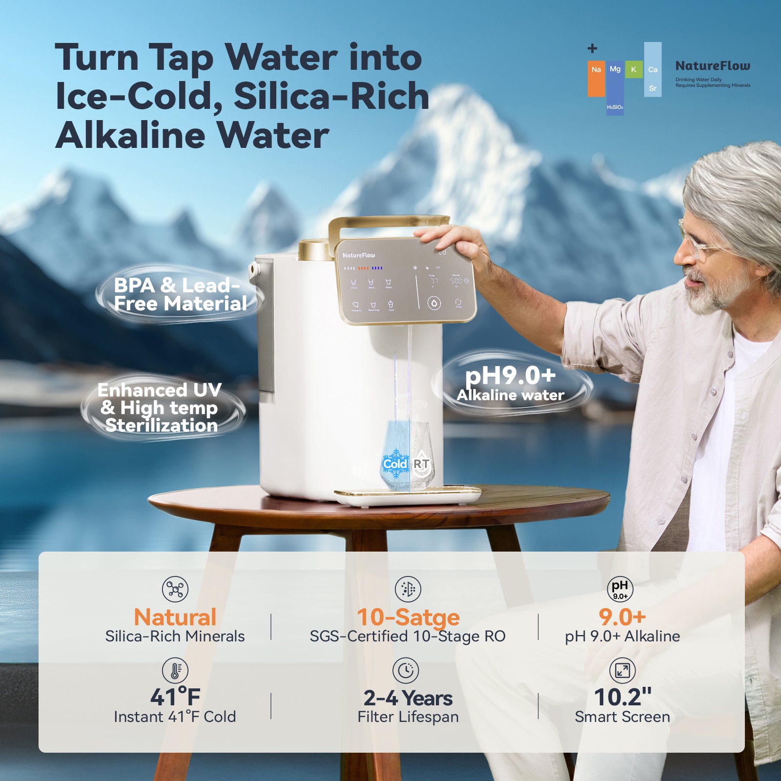 Y6 Pro|99% Lead Removal|Cold|Silica Alkaline Mineral RO System