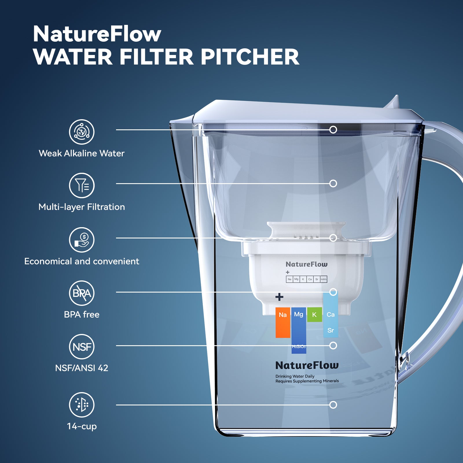 NatureFlow Water Filter Pitcher