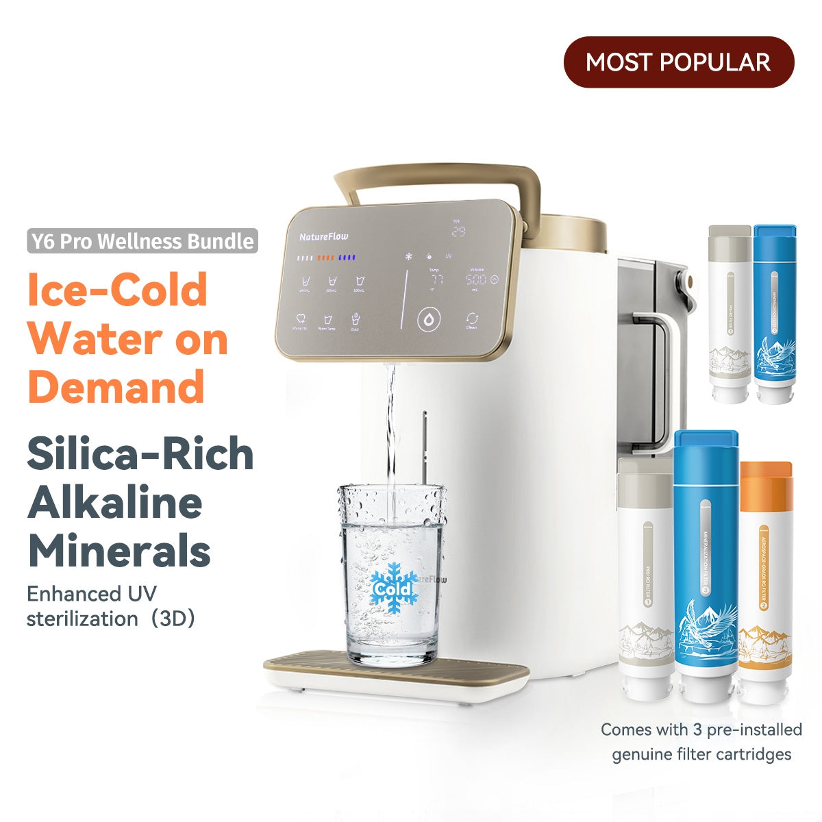 Y6 Pro SGS-Certified Silica Mineral RO System | Instant Crisp Cold&Ambient | 10.2" Smart Touch Screen |4-Year Filter Life Option